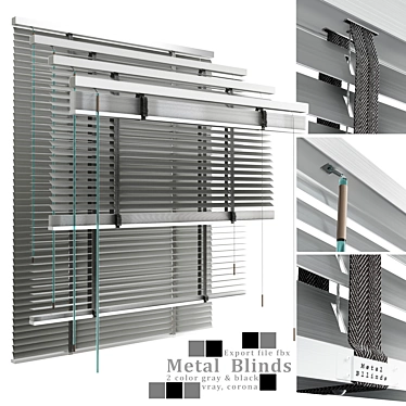 Modern Metal Blinds: Black & Gray 3D model image 1 