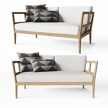 Sleek Teak Sofa for Modern Living 3D model image 1 