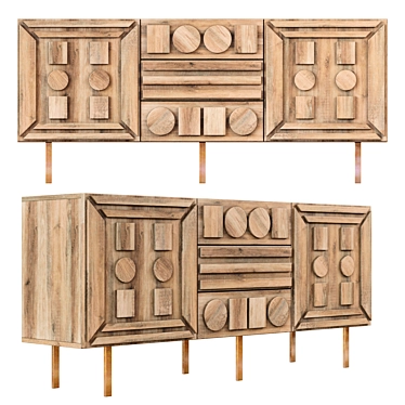 Rustic Coastal Chest of Drawers 3D model image 1 