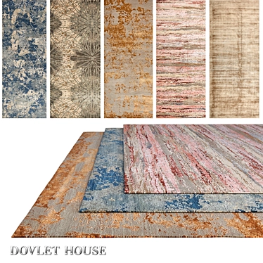 Dazzling Silk Wool Carpets (5pcs) - DOVLET HOUSE 3D model image 1 