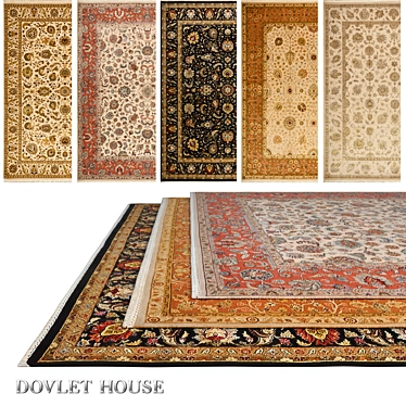 DOVLET HOUSE 5-Piece Silk and Wool Carpets 3D model image 1 