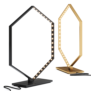 Sleek HEXA Black Table Lamp 3D model image 1 