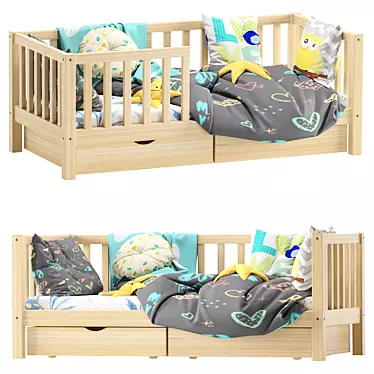 Henry Children's Bed with Drawers: Stylish and Functional 3D model image 1 