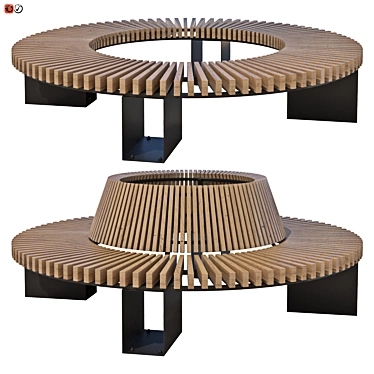 Tree-Encircling Park Bench Set 3D model image 1 