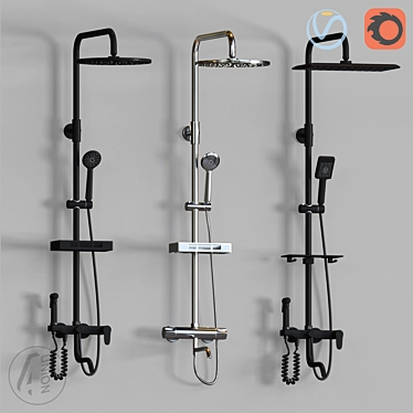 Luxury Shower System 3D model image 1 