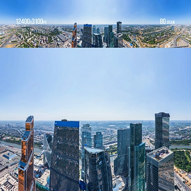 Panorama Moscow City: 20th-80th Floor Day/Night Set 3D model image 1 