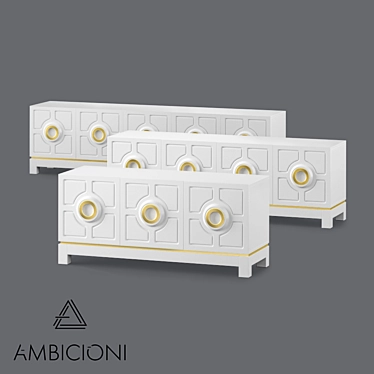 Title: Ambicioni Santro Collection: Stylish Geometric Chest of Drawers 3D model image 1 