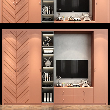 Children's TV Wall Unit 3D model image 1 