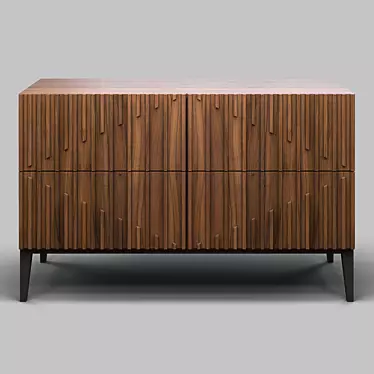 Elegant Walnut Chest with Reeded Front Panel by MOD Interiors 3D model image 1 