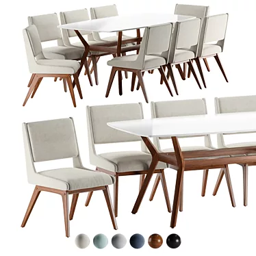 Modern 4-Piece Dining Set 3D model image 1 