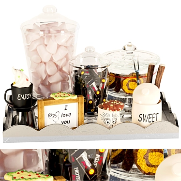 Sweet Treats Tray: Marshmallow, Coffee, Cake & More 3D model image 1 