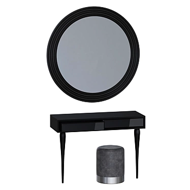 Cloud Vanity Set: Dressing Table, Mirror & Pouf 3D model image 1 