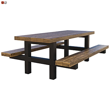 Park Bench-Table Combo 3D model image 1 