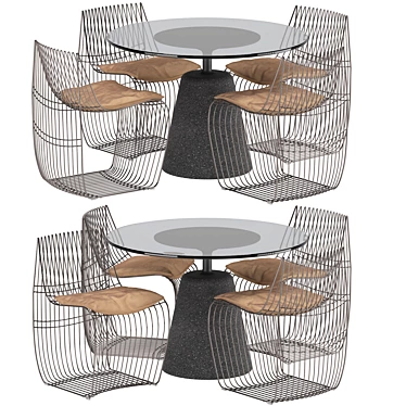 Rock Table & Sign Filo Chairs: Stylish Set for Modern Spaces 3D model image 1 