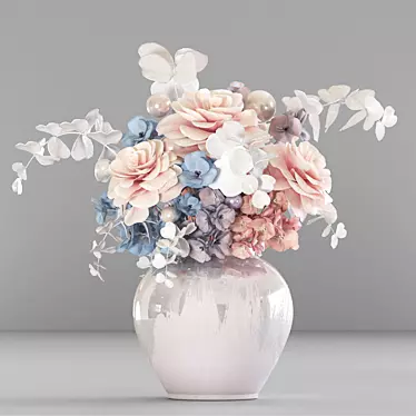 Pearl Rose Hydrangea Bouquet 3D model image 1 