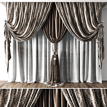 Elegant Classic Curtain Set 3D model image 1 