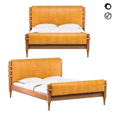Brazilian Leather Lounge Bed 3D model image 1 