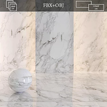 Sleek White Marble Duo 3D model image 1 