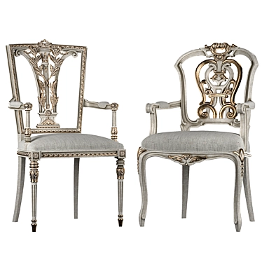 Elegant Ebanista Dauphine Chairs 3D model image 1 