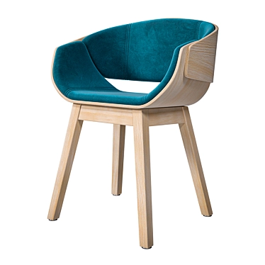 Elegant Beechwood Armchair in Faux Suede Fabric 3D model image 1 