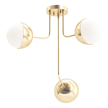 Elegant Gold Glass Semi-Flush 3D model image 1 