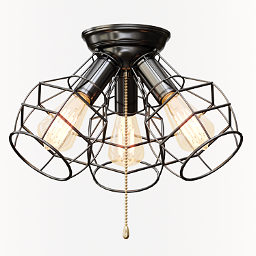 Industrial Cage Pendant Light: Vintage-style Ceiling Fixture 3D model image 1 