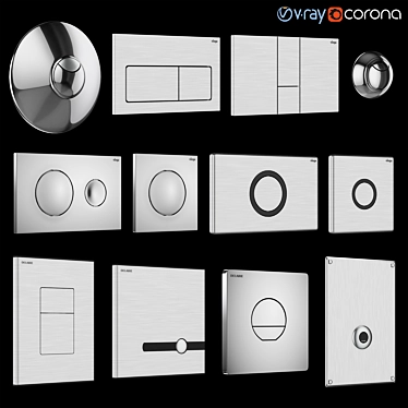 Dual Flush Plates for DELABIE and Viega 3D model image 1 