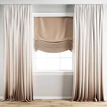 Premium Polygonal Curtain Model 3D model image 1 