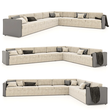 Spacious L-Shaped Sofa, Seats 8 3D model image 1 