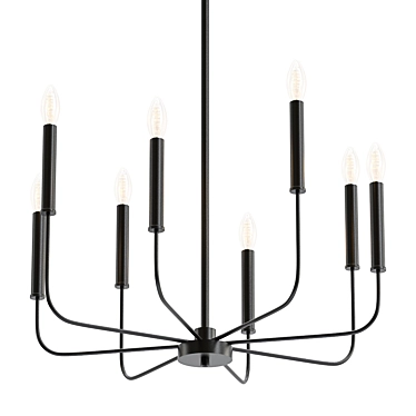 Minimalist Metal Chandelier - 8 Lights 3D model image 1 