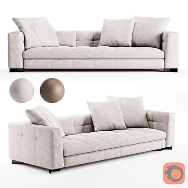 Modern Leather Sofa Minotti 3D model image 1 