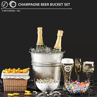 Luxury Champagne Beer Bucket Set 3D model image 1 