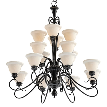 Elegant Burnished Gold Chandelier 3D model image 1 