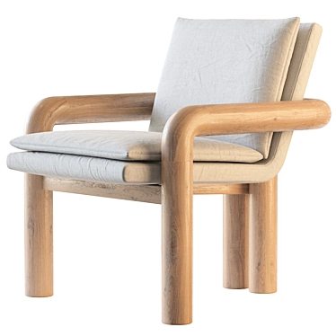 Elegant Carved Wood Lounge 3D model image 1 