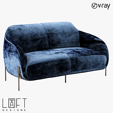 Modern Metal and Fabric Sofa 3D model image 1 