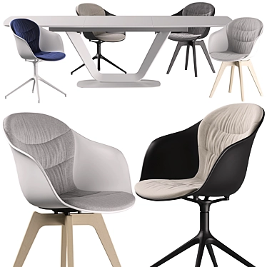 Modern Boconcept Alicante Table & Adelaide Chair Set 3D model image 1 