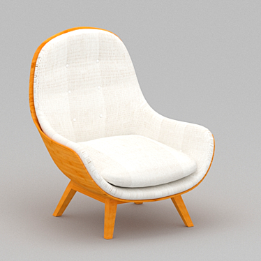 Elegant Wood Armchair 3D model image 1 