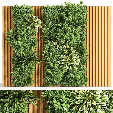 Modern Wood Planks & Vertical Garden 3D model image 1 