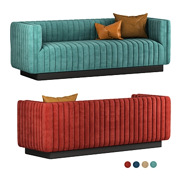 Emerald Conjure Velvet Sofa: Luxurious Tufted Seating 3D model image 1 