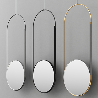 Sleek Round Mirror: MOBILE MIRROR By Kristina Dam Studio 3D model image 1 