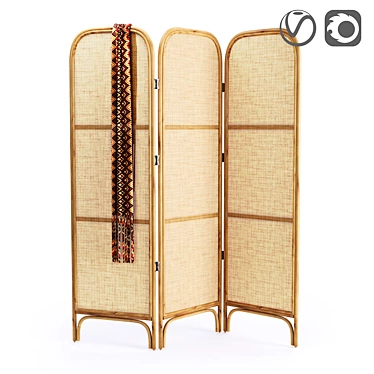 Title: Vintage Charm Rattan Screen 3D model image 1 