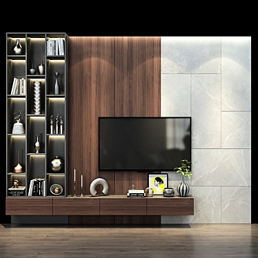 Modern TV Shelf - 0334 3D model image 1 