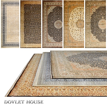 DOVLET HOUSE 5-Piece Silk Carpets (Part 714) 3D model image 1 