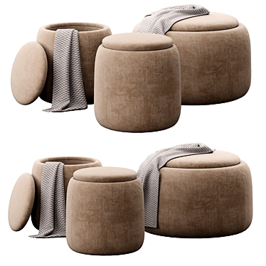 Dodd Storage Ottomans: Stylish & Functional 3D model image 1 