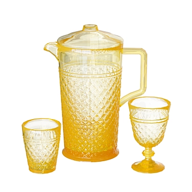 Elegant Acrylic Glassware with Relief Pattern 3D model image 1 