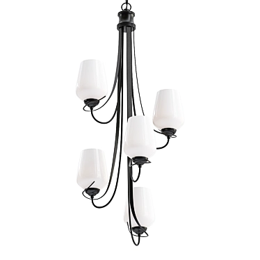 Elegant Flora 5 Arm Chandelier 3D model image 1 