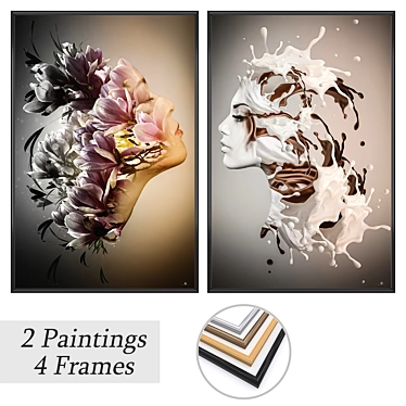 Variety Art Prints: 2 Paintings + 4 Frame Options 3D model image 1 