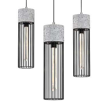 Minimalist Cement Pendant Light 3D model image 1 