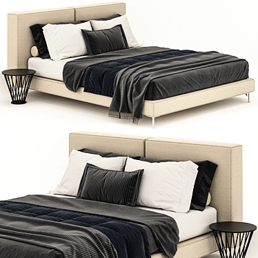 Sleek Ivory Bed 3D model image 1 