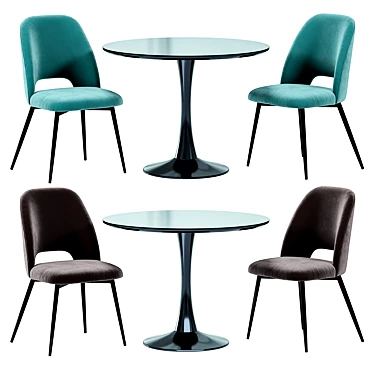 Sleek Henry Dining Chair & Alma Table Set 3D model image 1 